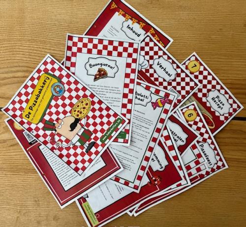 boekje met opdrachten voor de pizzabakkerij van babar